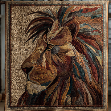 Royal Lion Quilted Blanket Cool Throw Blanket African American Gifts For Her - Marykun