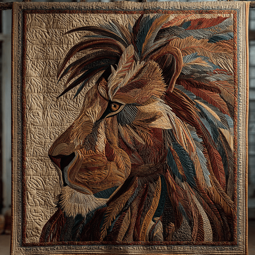 Royal Lion Quilted Blanket Cool Throw Blanket African American Gifts For Her - Marykun