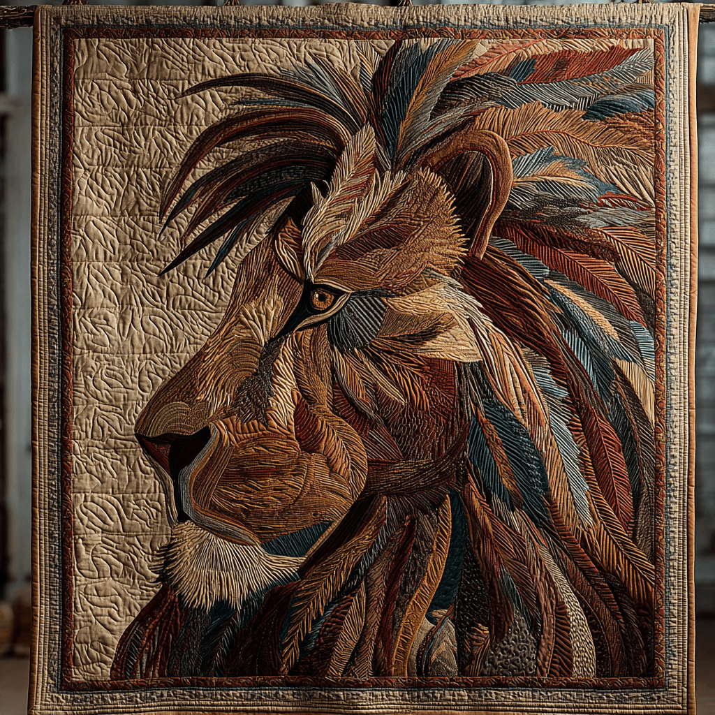 Royal Lion Quilted Blanket Cool Throw Blanket African American Gifts For Her - Marykun