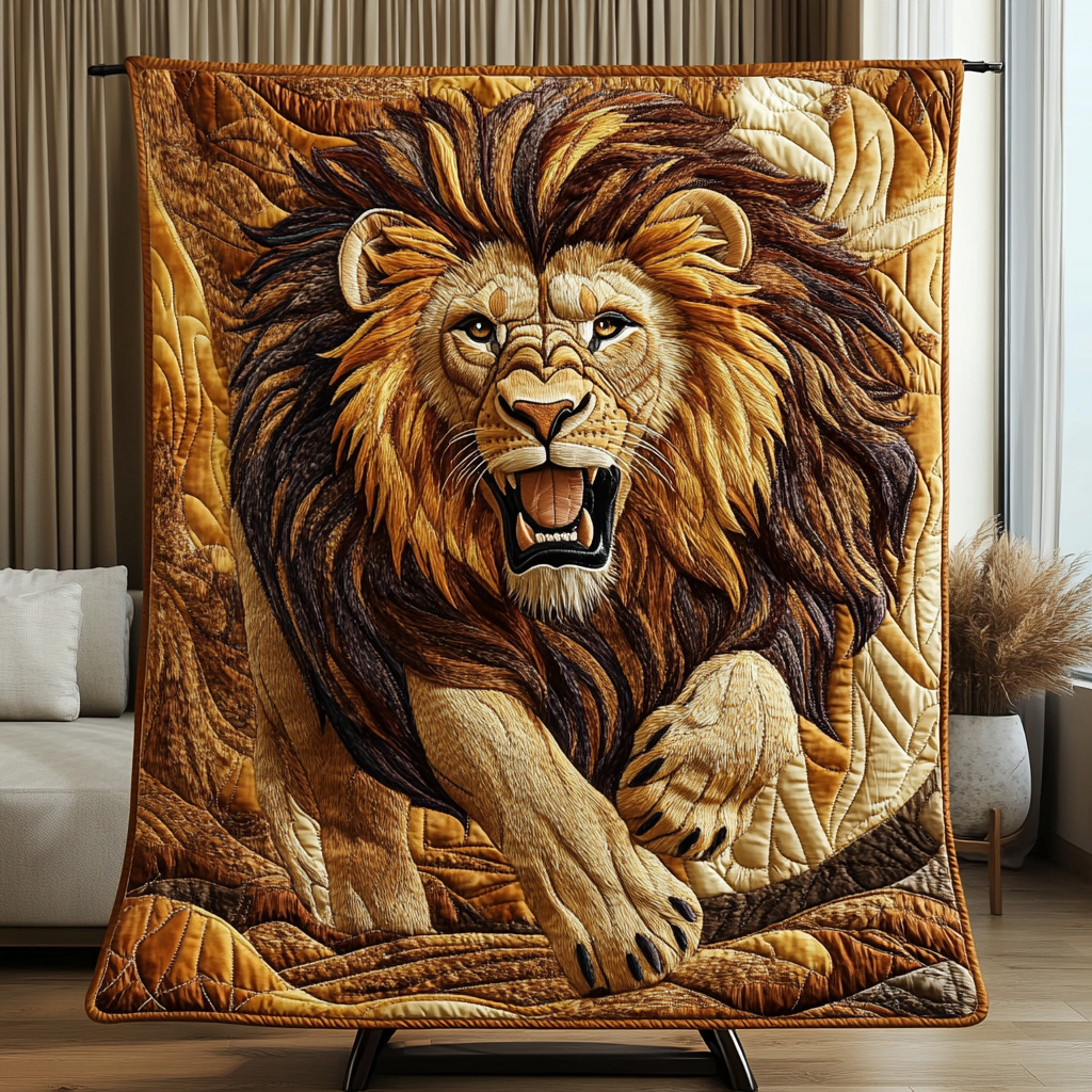 Royal Power Quilted Blanket Cute Throw Blanket Best Gift Ideas For Lion Lovers - Marykun
