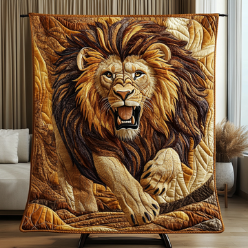 Royal Power Quilted Blanket Cute Throw Blanket Best Gift Ideas For Lion Lovers - Marykun