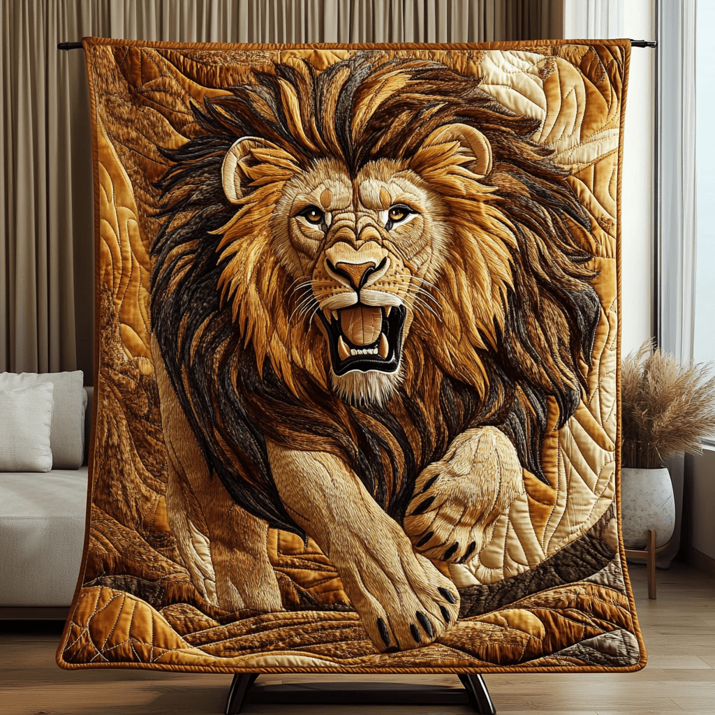 Royal Power Quilted Blanket Cute Throw Blanket Best Gift Ideas For Lion Lovers - Marykun