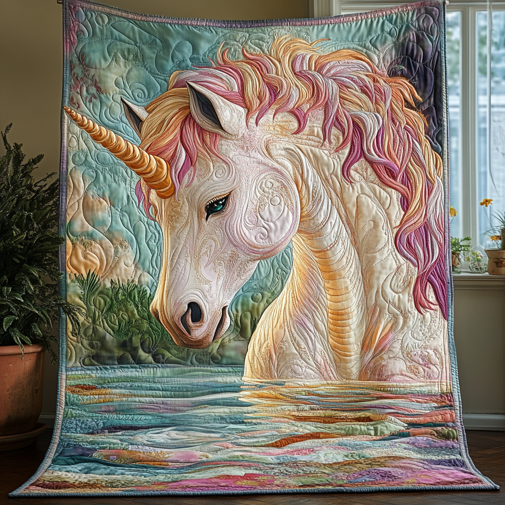 Royal Unicorn of Avalon Quilted Blanket Christmas Holiday Cool Unicorn Gifts - Marykun