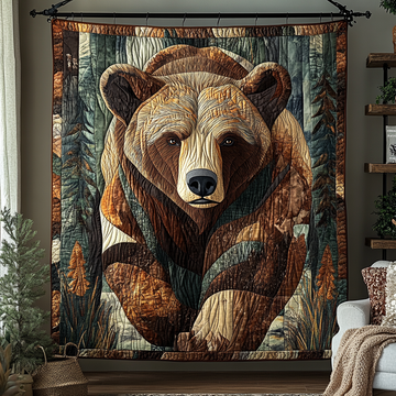 Rustic Bear Haven Quilted Blanket Winter Decor Blanket Bear Theme Gifts - Marykun