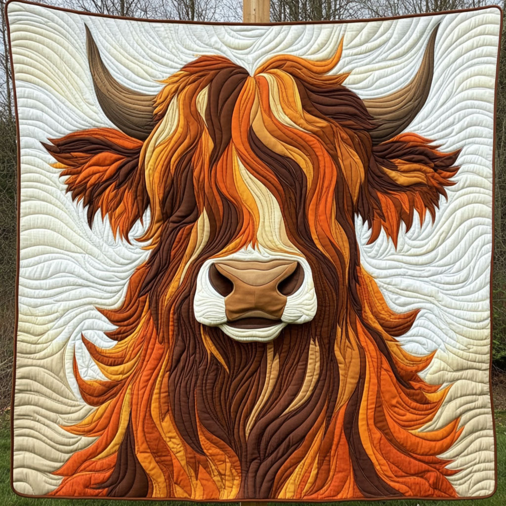 Rustic Highland Charm Quilted Blanket Best Throw Blanket Highland Cow Gift Ideas - Marykun