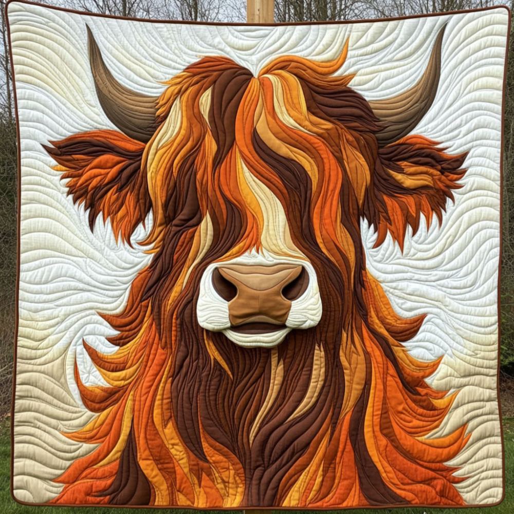 Rustic Highland Charm Quilted Blanket Best Throw Blanket Highland Cow Gift Ideas - Marykun