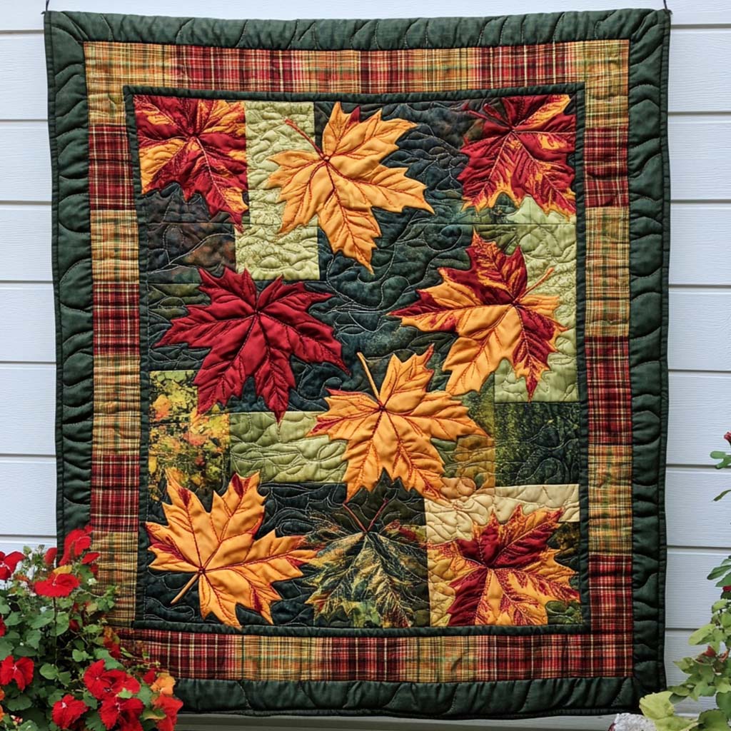 Rustic Maple Song Quilted Blanket Autumn Bed Throw Best Elephant Gifts Women - Marykun