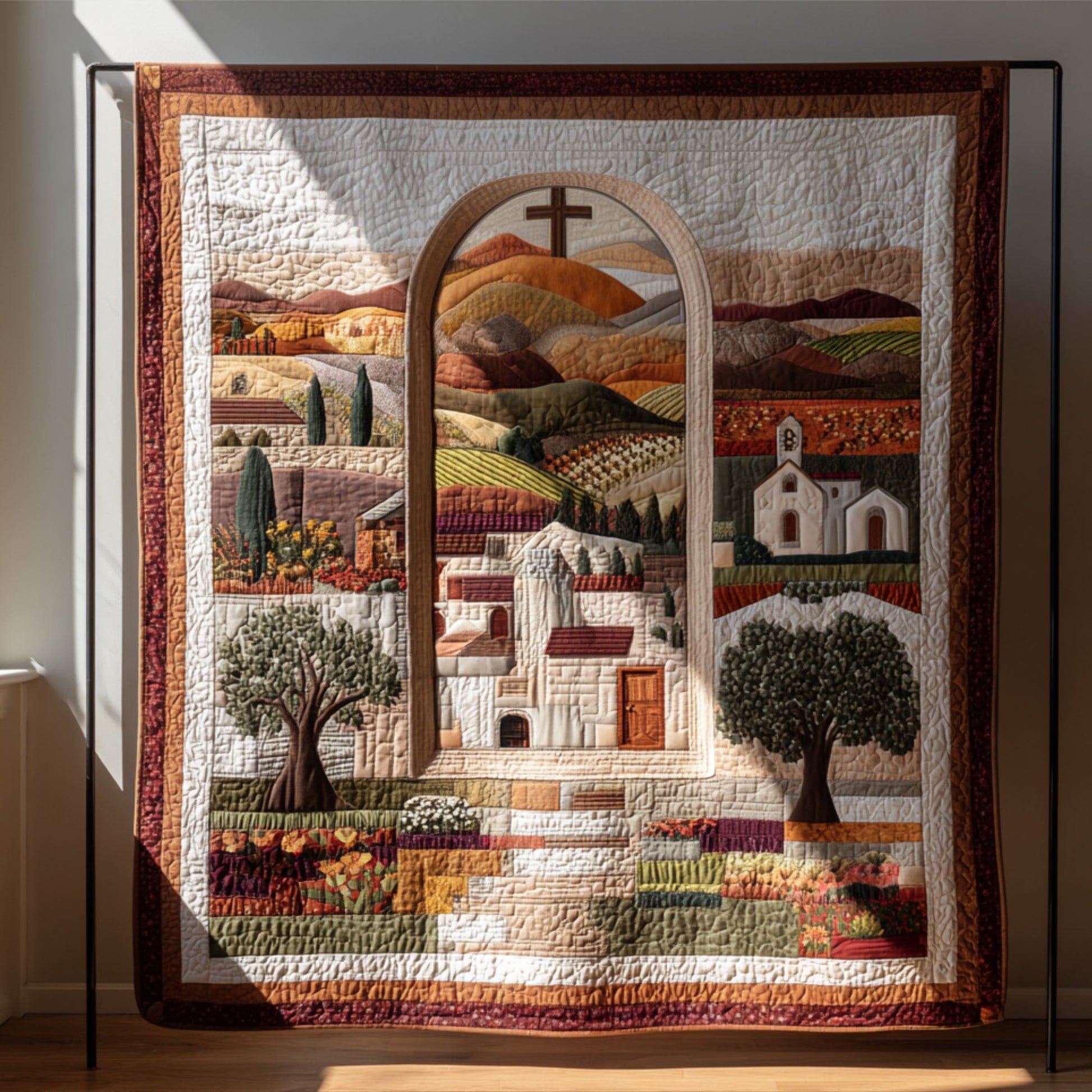 Sacred Cross Quilted Blanket Best Couch Throw Blanket Chicken Novelty Gifts - Marykun