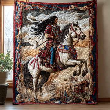 Sacred Horseman Quilted Blanket Christmas Holiday Native American Gift Ideas - Marykun