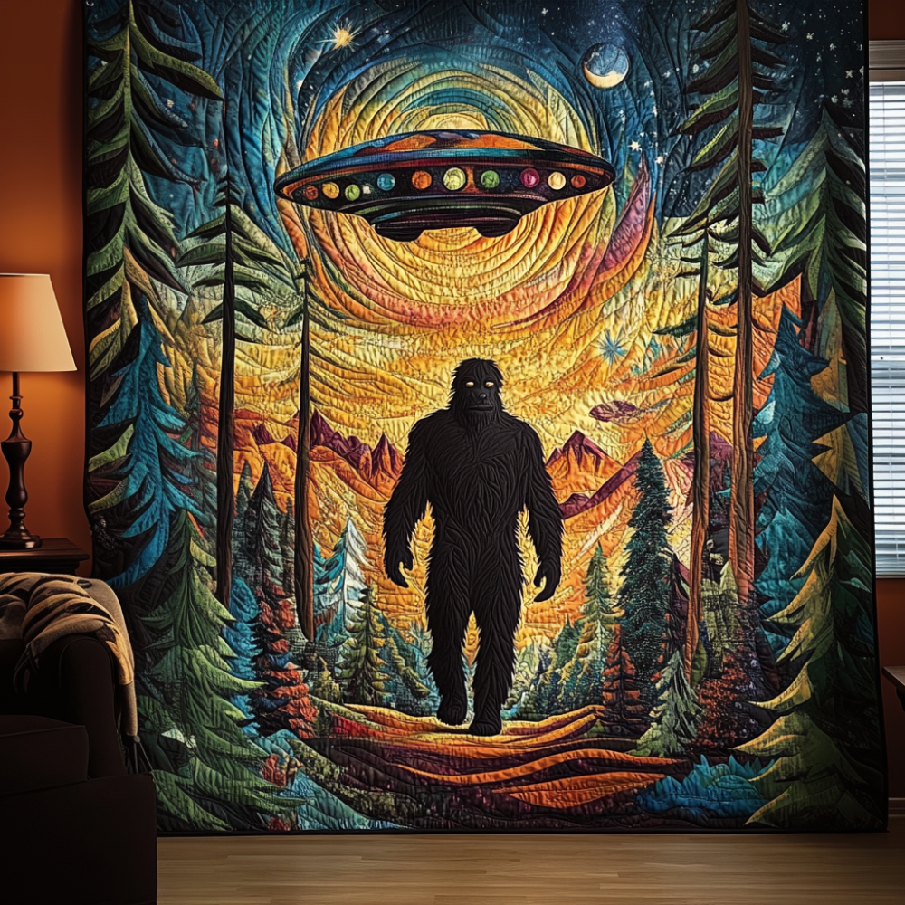 Sasquatch Backyard Quilted Blanket Best Throw Blanket Unique Gifts For Nature Lovers - Marykun
