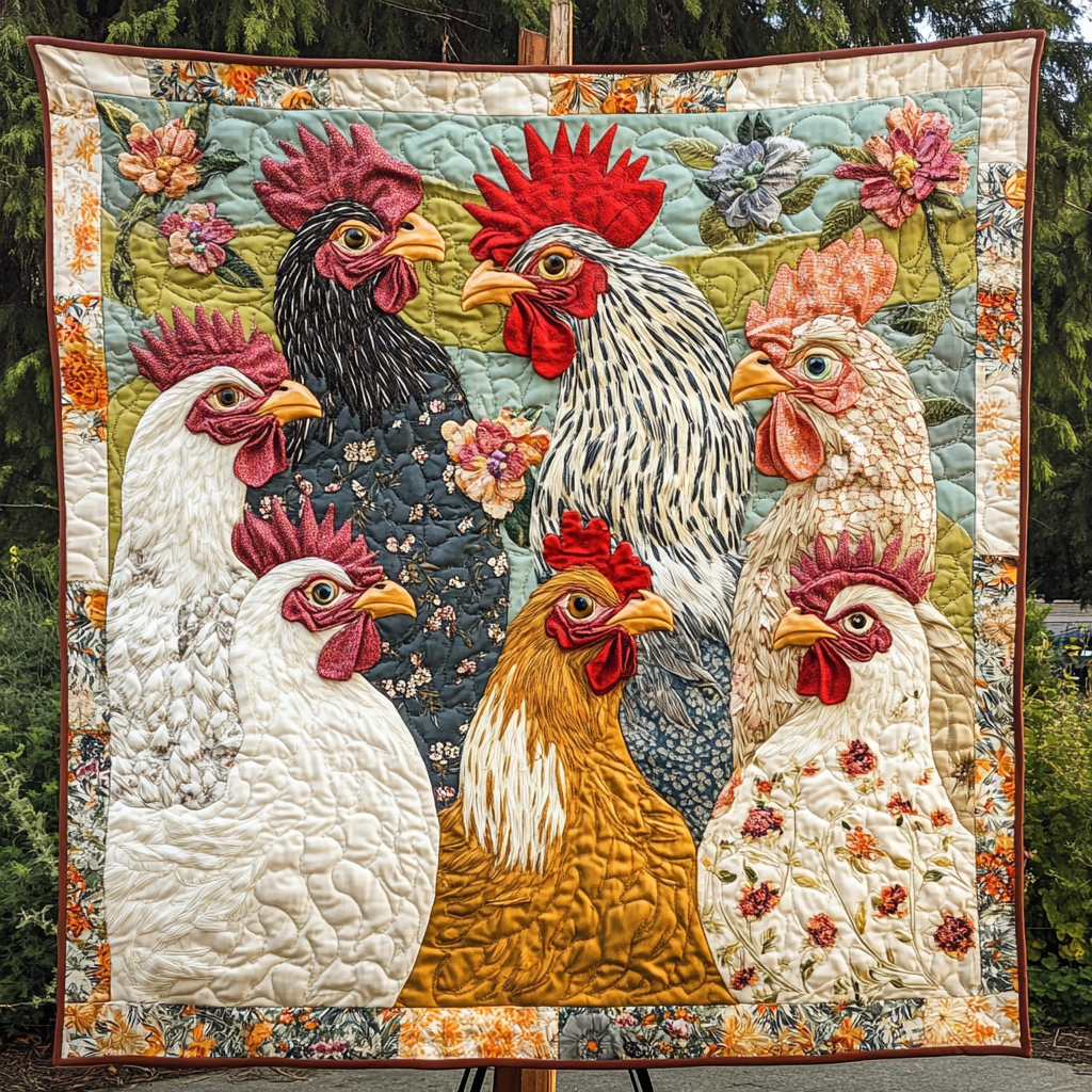 Sassy Chickens Quilted Blanket Christmas Holiday Patriotic Gifts For Men - Marykun