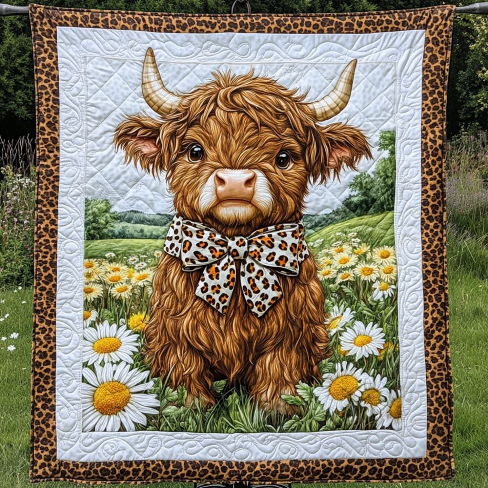 Sassy Highland Charm Quilted Blanket Bed Christmas Decor Highland Cow Merchandise - Marykun