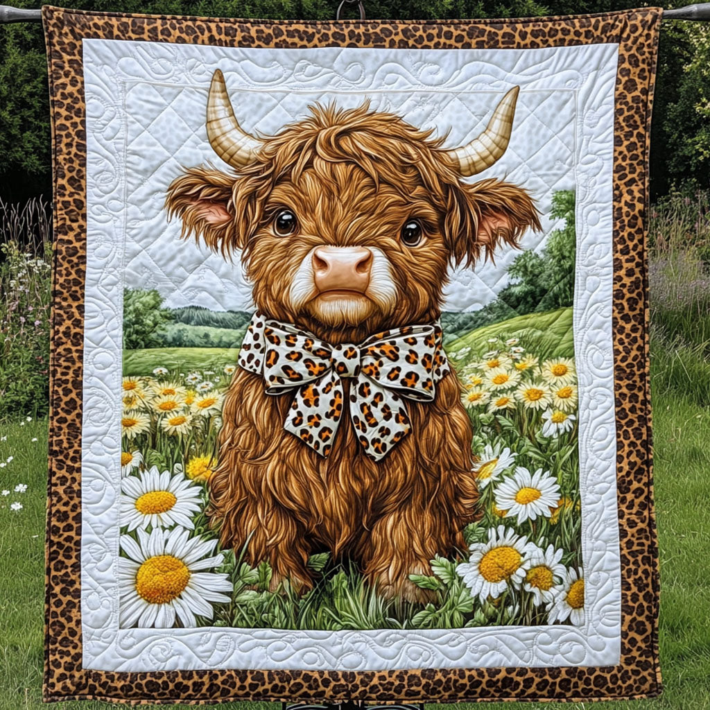 Sassy Highland Charm Quilted Blanket Bed Christmas Decor Highland Cow Merchandise - Marykun