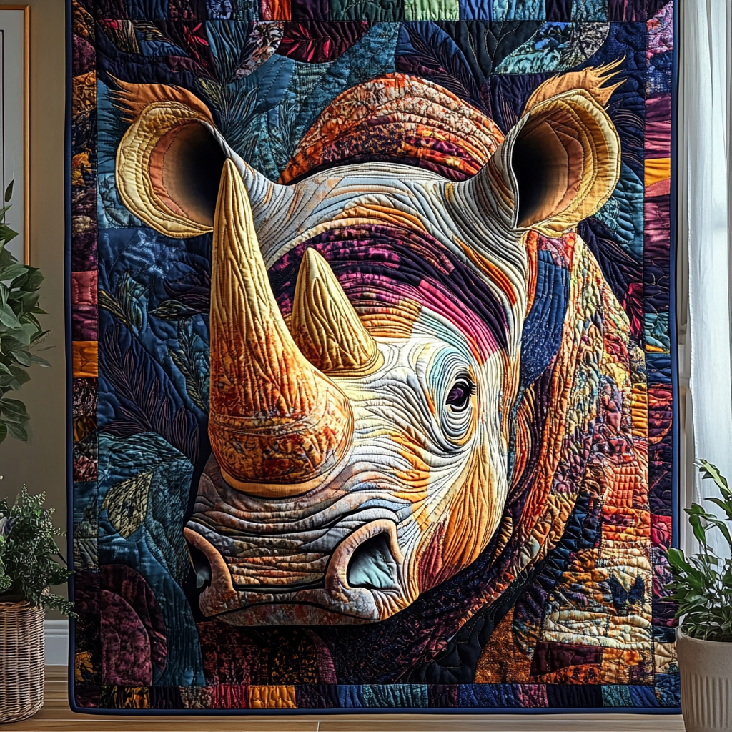 Savanna Guardian Quilted Blanket Christmas Throw Blanket Rhino Gifts For Him - Marykun