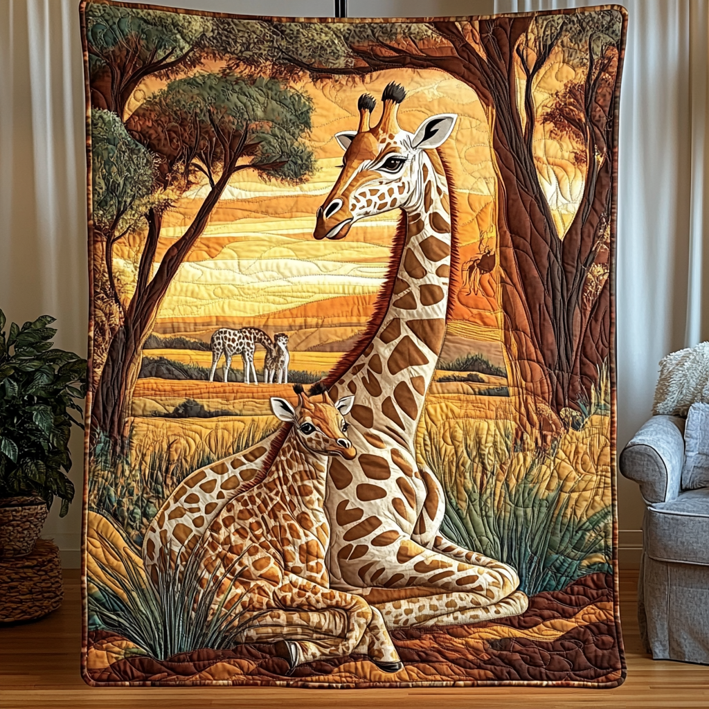Savannah Dream Quilted Blanket Winter Decor Blanket Giraffe Birthday Presents - Marykun