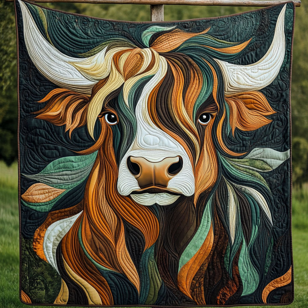 Scottish Highland Beauty Quilted Blanket Sofa Couch Throw Blanket Highland Cow Merchandise - Marykun