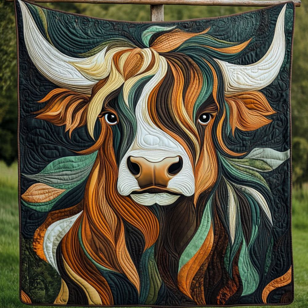 Scottish Highland Beauty Quilted Blanket Sofa Couch Throw Blanket Highland Cow Merchandise - Marykun