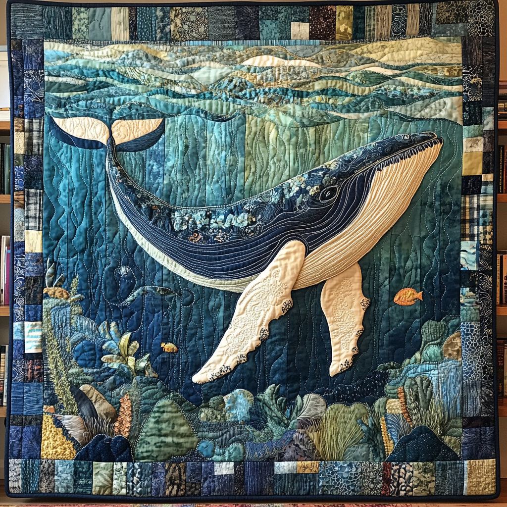 Sea Giant Serenity Quilted Blanket Bedroom Decor Christmas Whale Related Gifts - Marykun