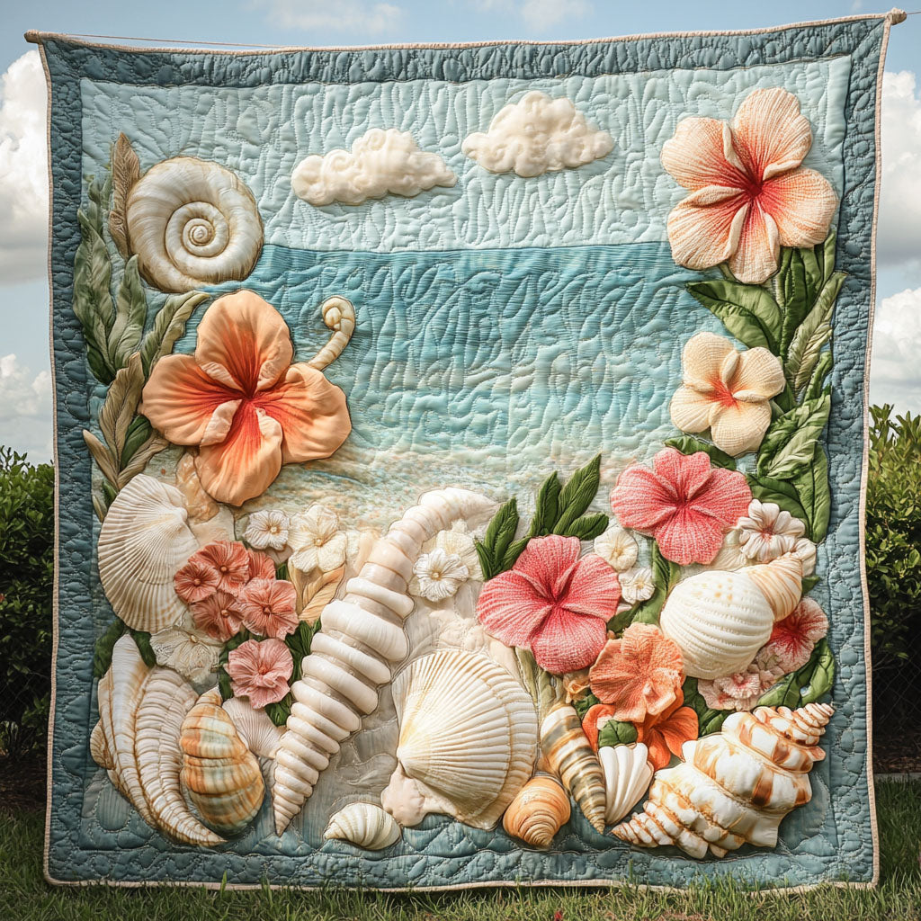 Seashell Chorus Quilted Blanket Christmas Throw Blanket Best Fishing Themed Presents - Marykun