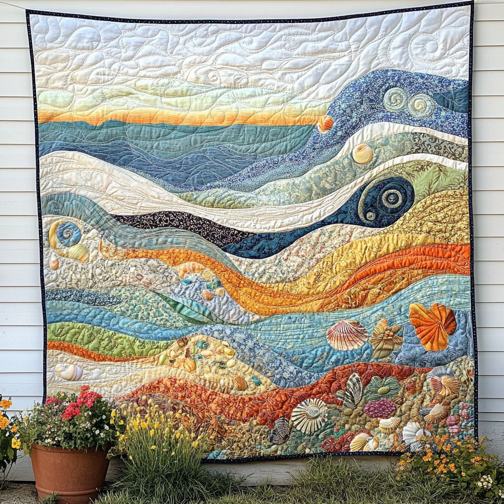 Seaside Medley Quilted Blanket Cute Throw Blanket Cat Love Gifts Items - Marykun