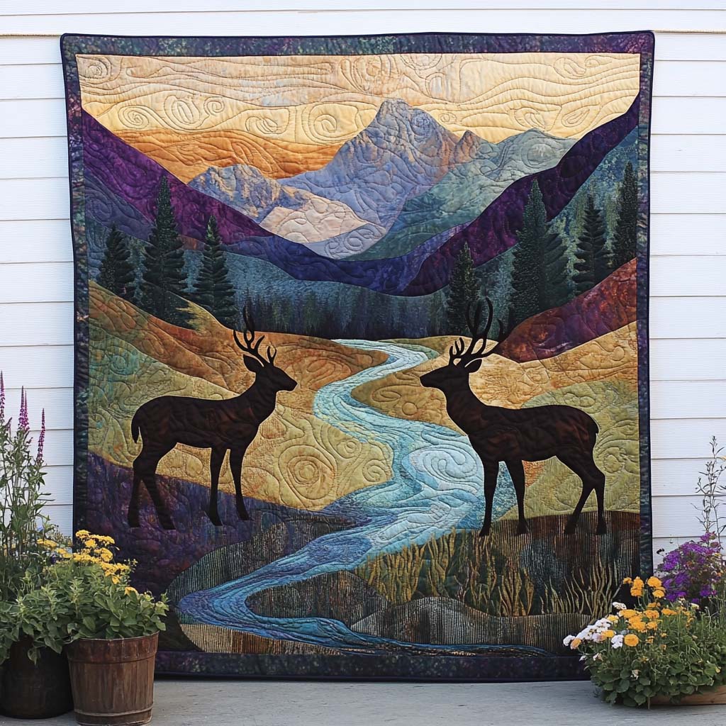 Serene Buck Quilted Blanket Nice Throw Blanket Cute Elephant Gifts For Women - Marykun