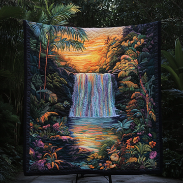 Serene Falls Quilted Blanket Bedroom Xmas Decor Gifts For Someone Who Loves Nature - Marykun