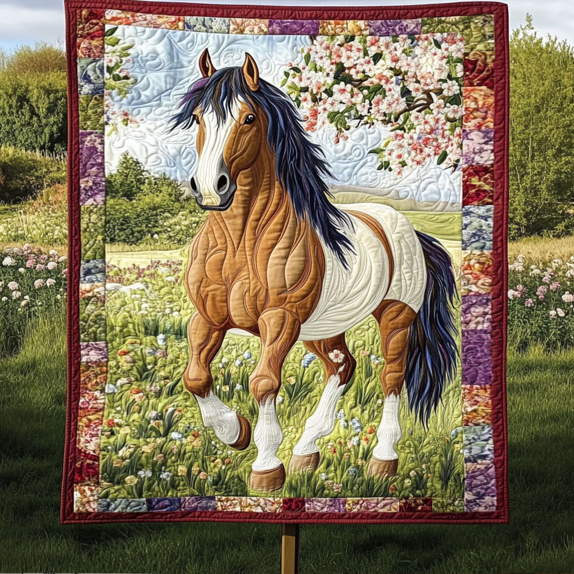 Serene Gallop Quilted Blanket Xmas Holiday Best Gifts For Horse People - Marykun