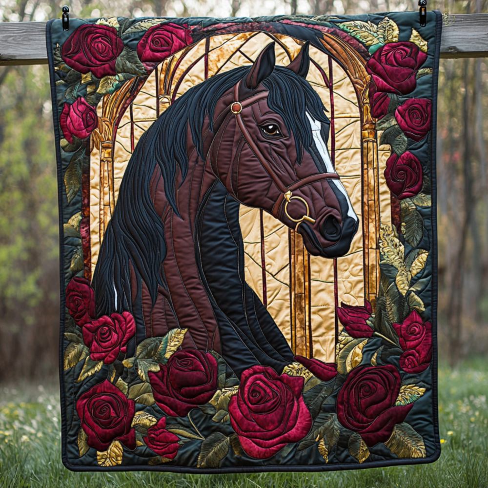 Serene Horse Quilted Blanket Christmas Holiday Cool Gifts For Hummingbird Lovers - Marykun