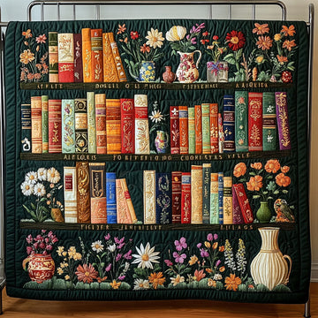 Shelf of Dreams Quilted Blanket Christmas Room Decor Gifts For People Who Like Books - Marykun