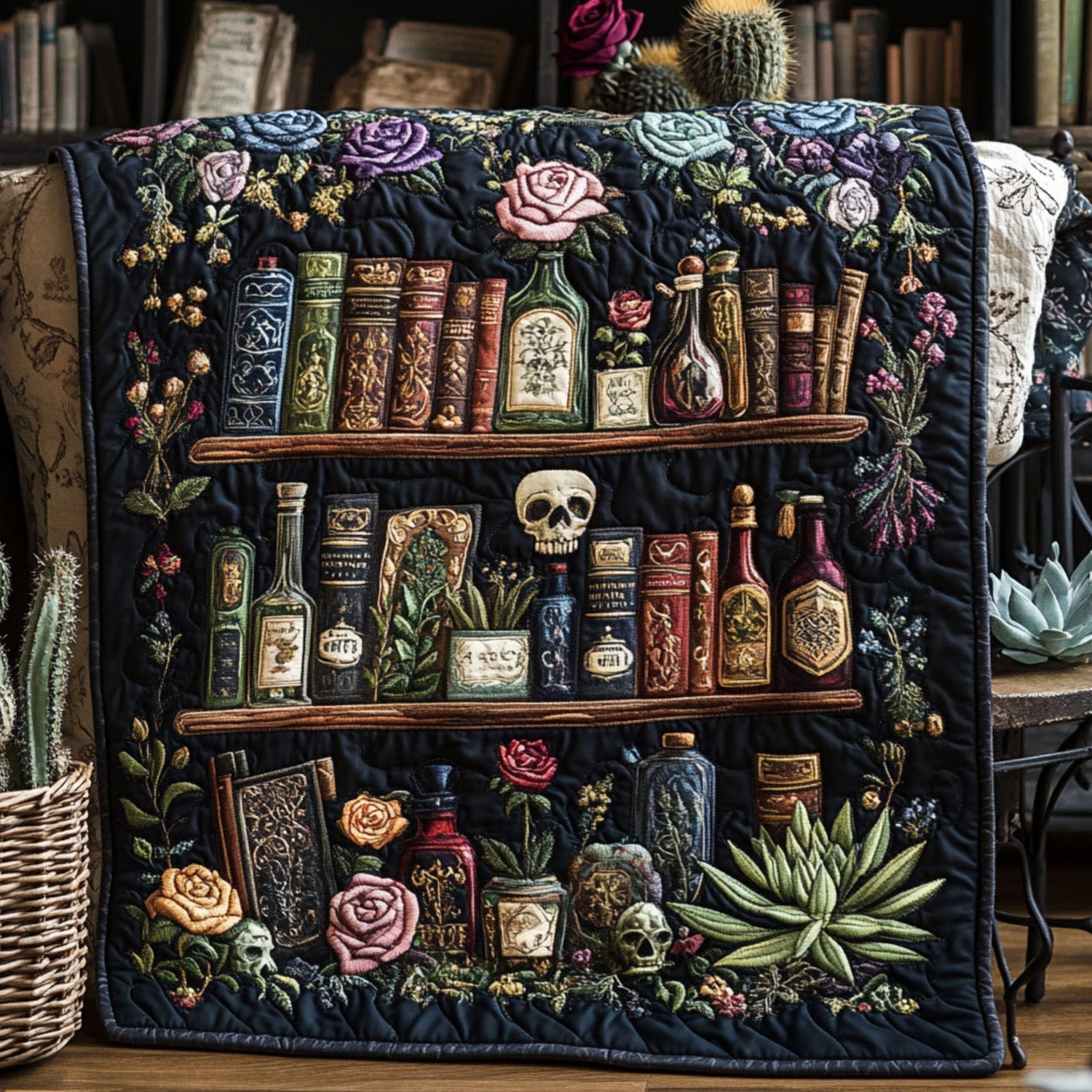 Shelves of Time Quilted Blanket Nice Throw Blanket Unusual Book Gifts Items - Marykun