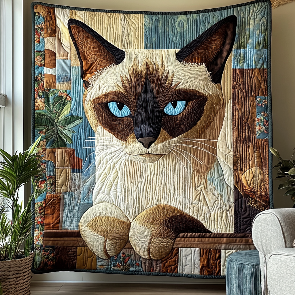 Siamese Cat Garden Quilted Blanket Cool Throw Blanket Gift Items For Elephant Lovers - Marykun
