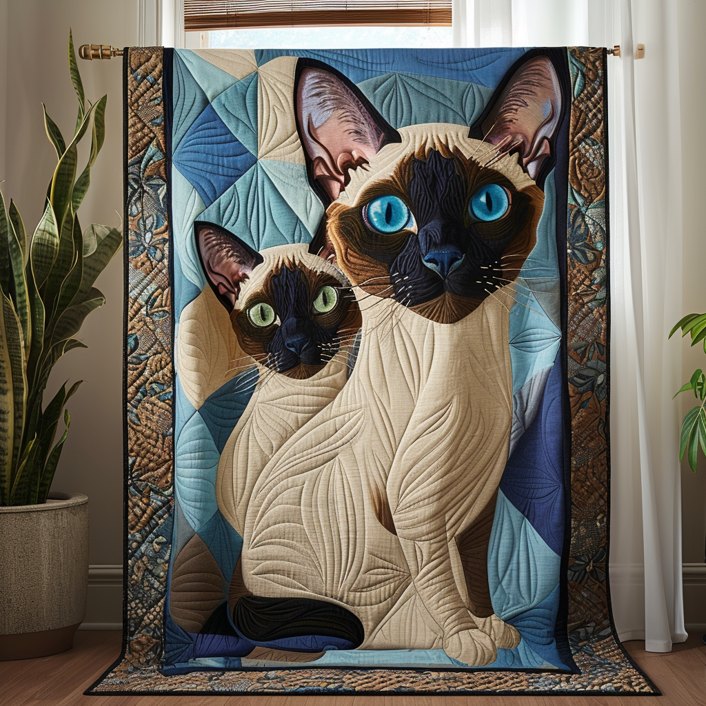 Siamese Cat Muse Quilted Blanket Cute Bedroom Ideas Gift Ideas For Cat Lovers - Marykun