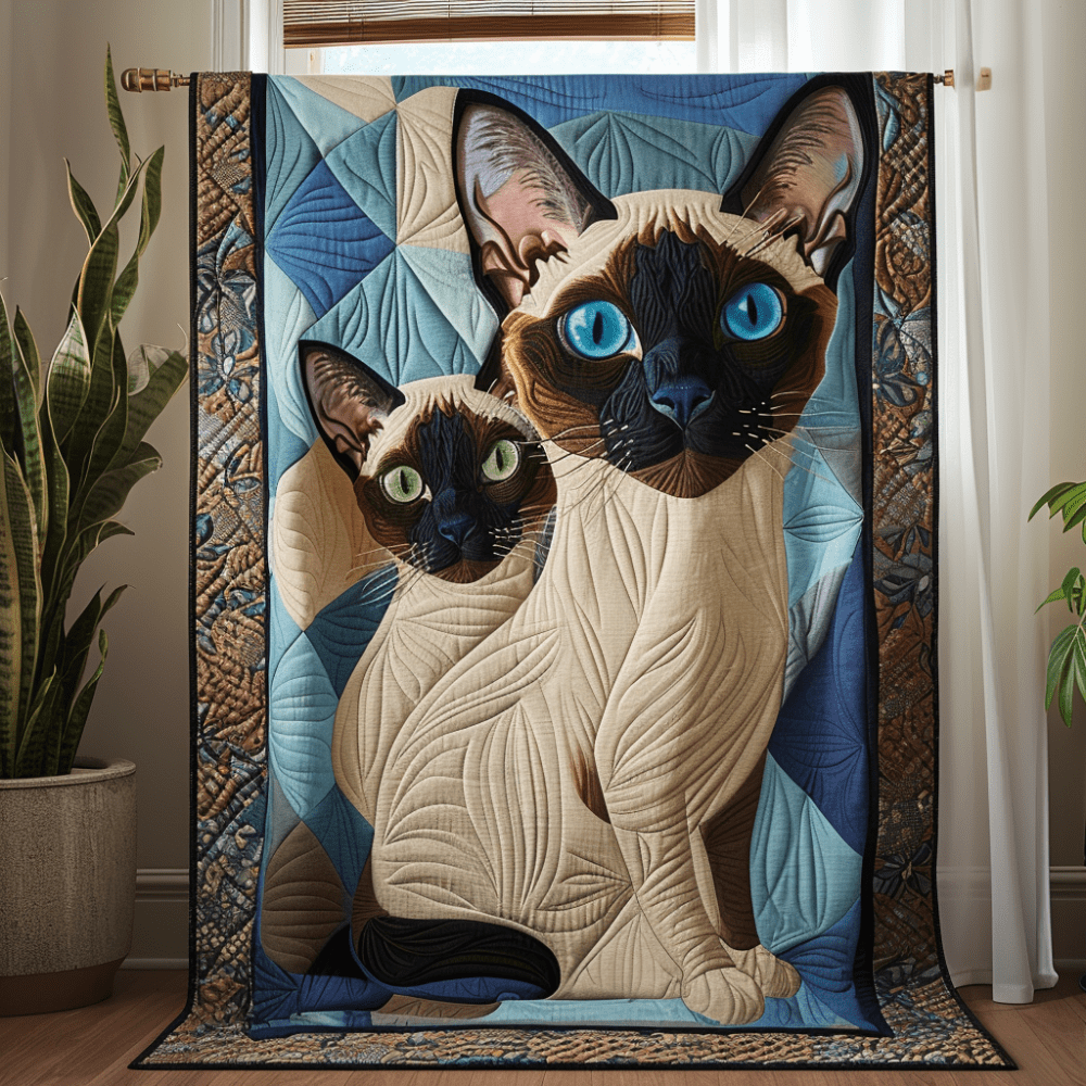 Siamese Cat Muse Quilted Blanket Cute Bedroom Ideas Gift Ideas For Cat Lovers - Marykun