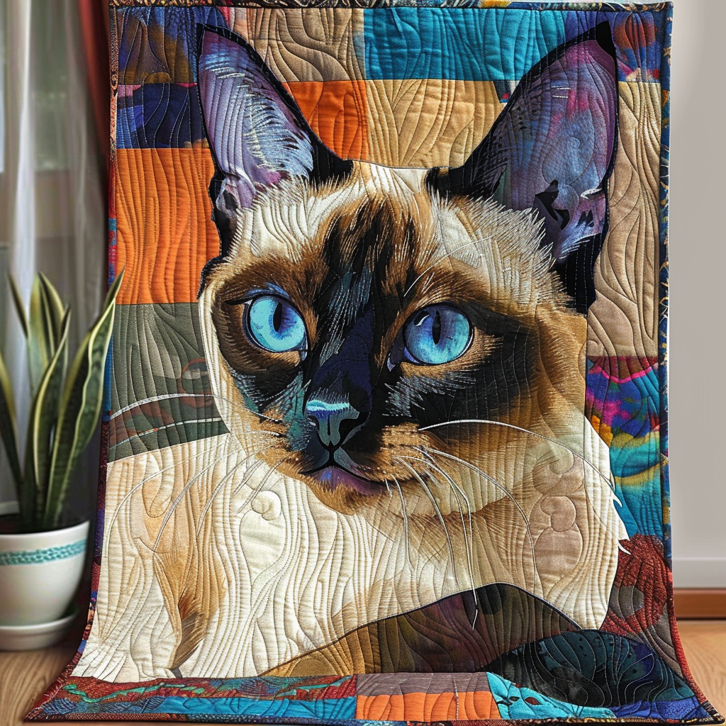 Siamese Cat Starlight Quilted Blanket Holiday Throw Blanket Present Ideas For Cat Lovers - Marykun