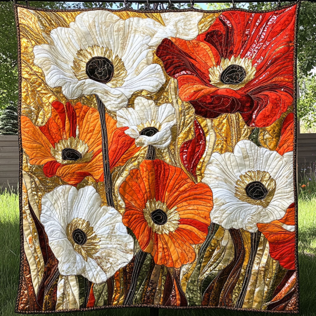 Silent Blossom Quilted Blanket Bedroom Decor Christmas Gifts For Poppy Lovers - Marykun