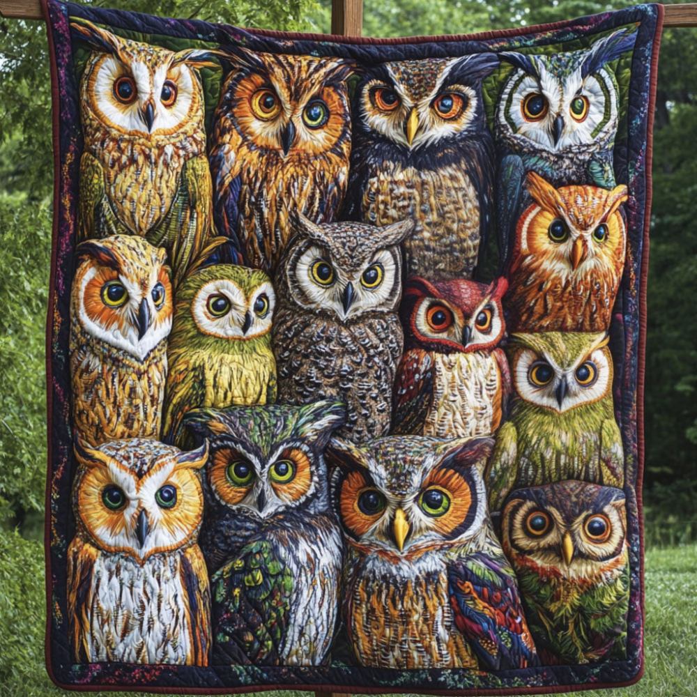 Silent Guardians Quilted Blanket Christmas Room Decor Owl Gifts For Men - Marykun