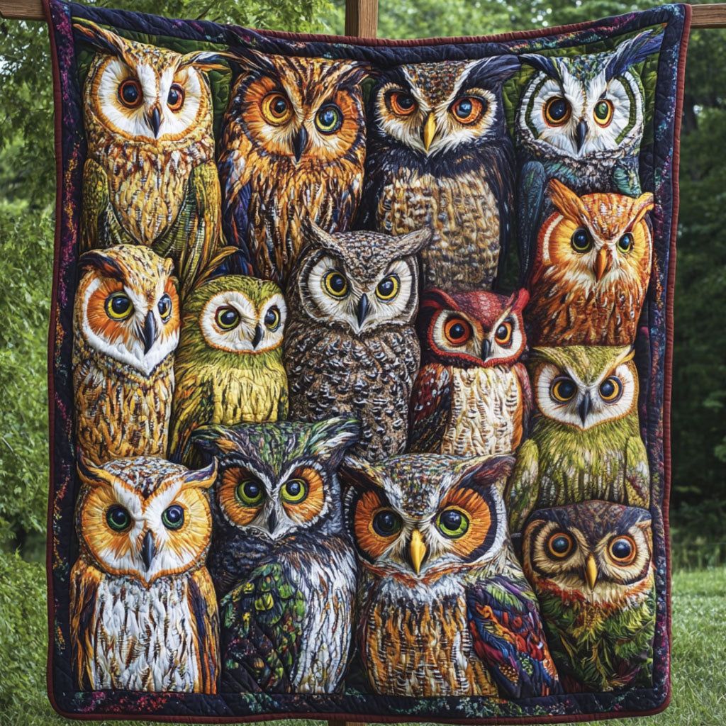 Silent Guardians Quilted Blanket Christmas Room Decor Owl Gifts For Men - Marykun