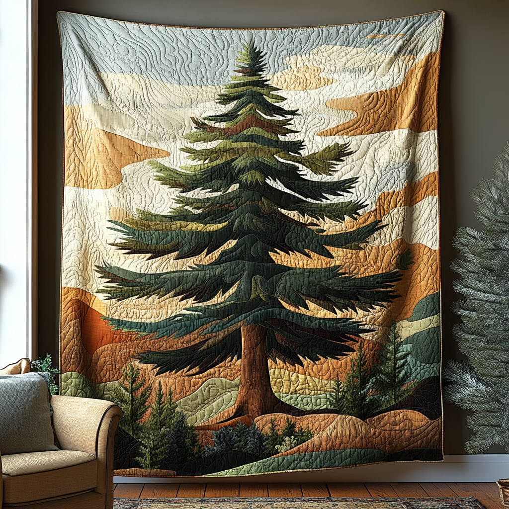 Silent Pines Quilted Blanket Home Bedding Decor Gift Ideas For Nature Lovers - Marykun