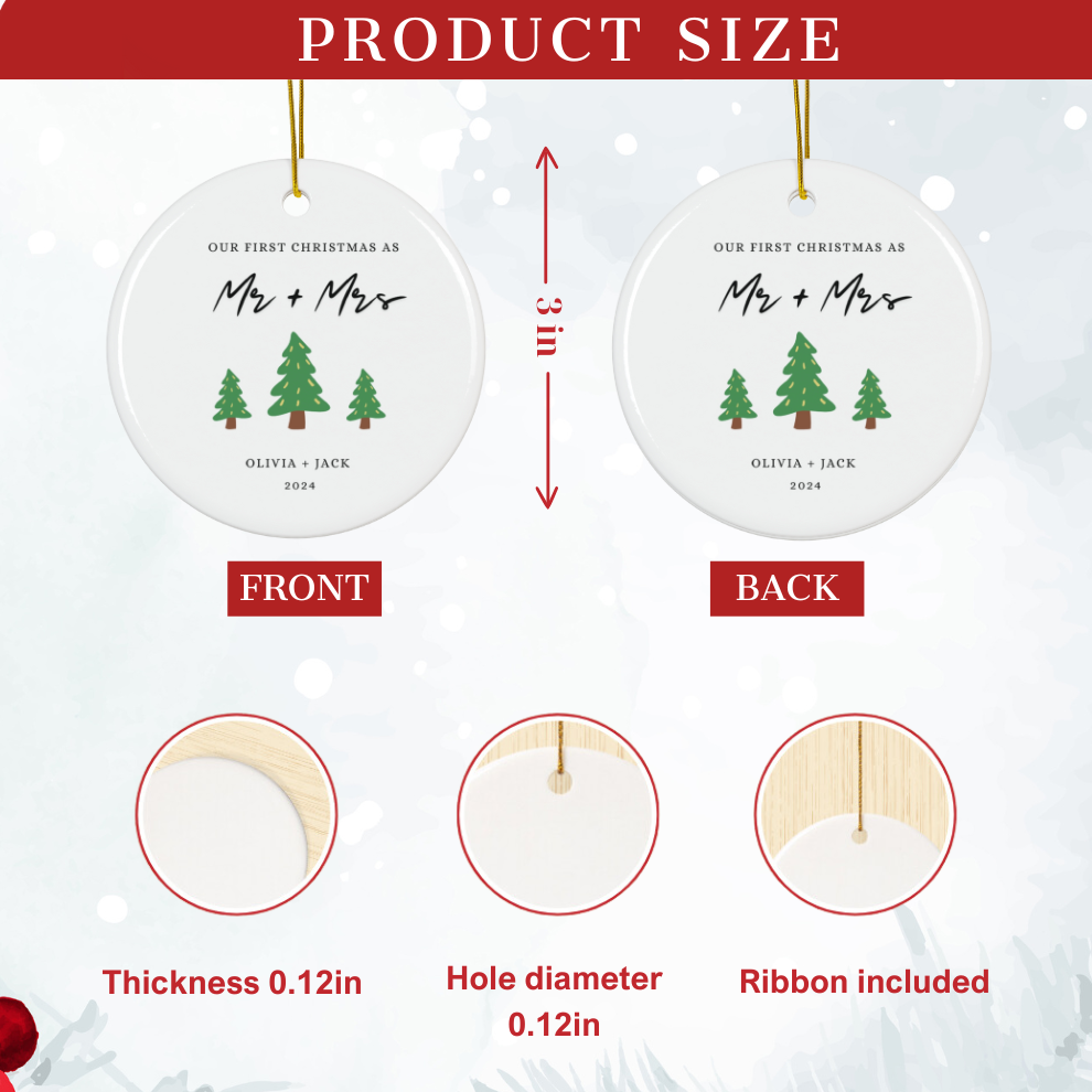 2025 Personalized First Christmas Married Ornament
