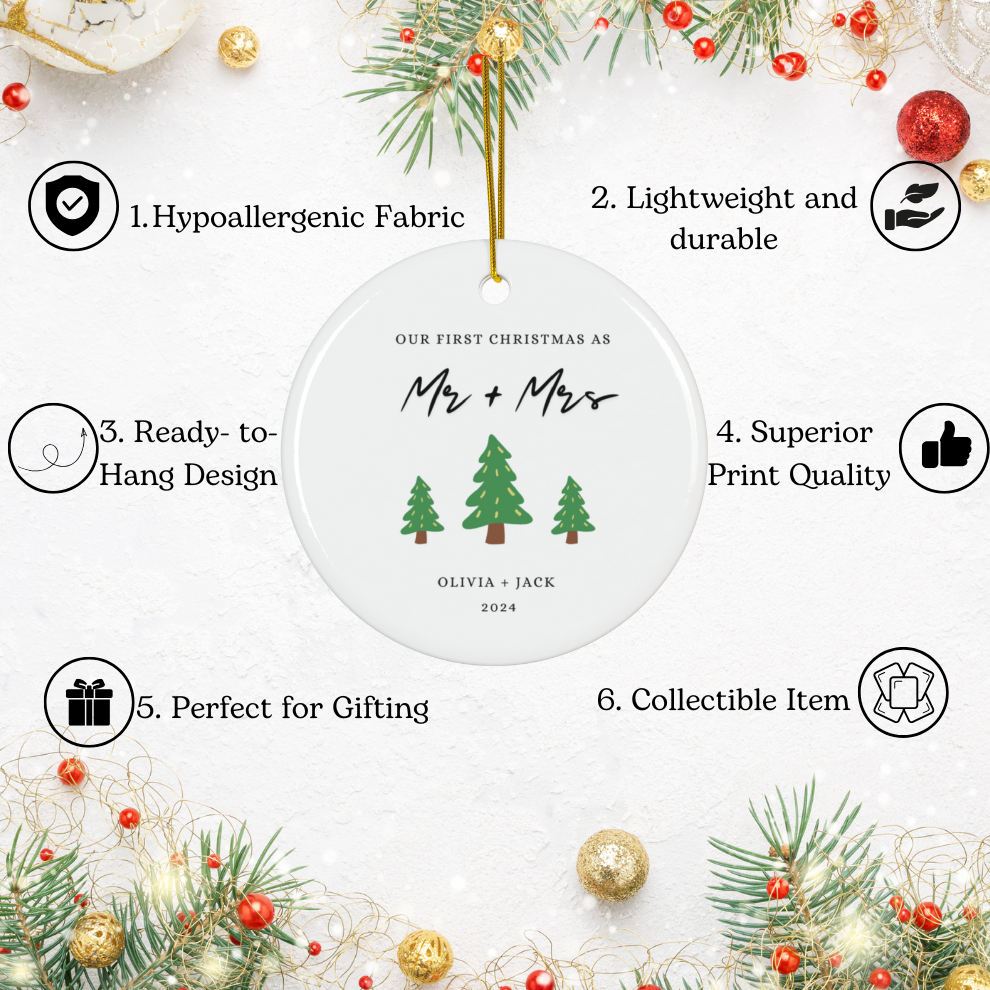 2025 Personalized First Christmas Married Ornament