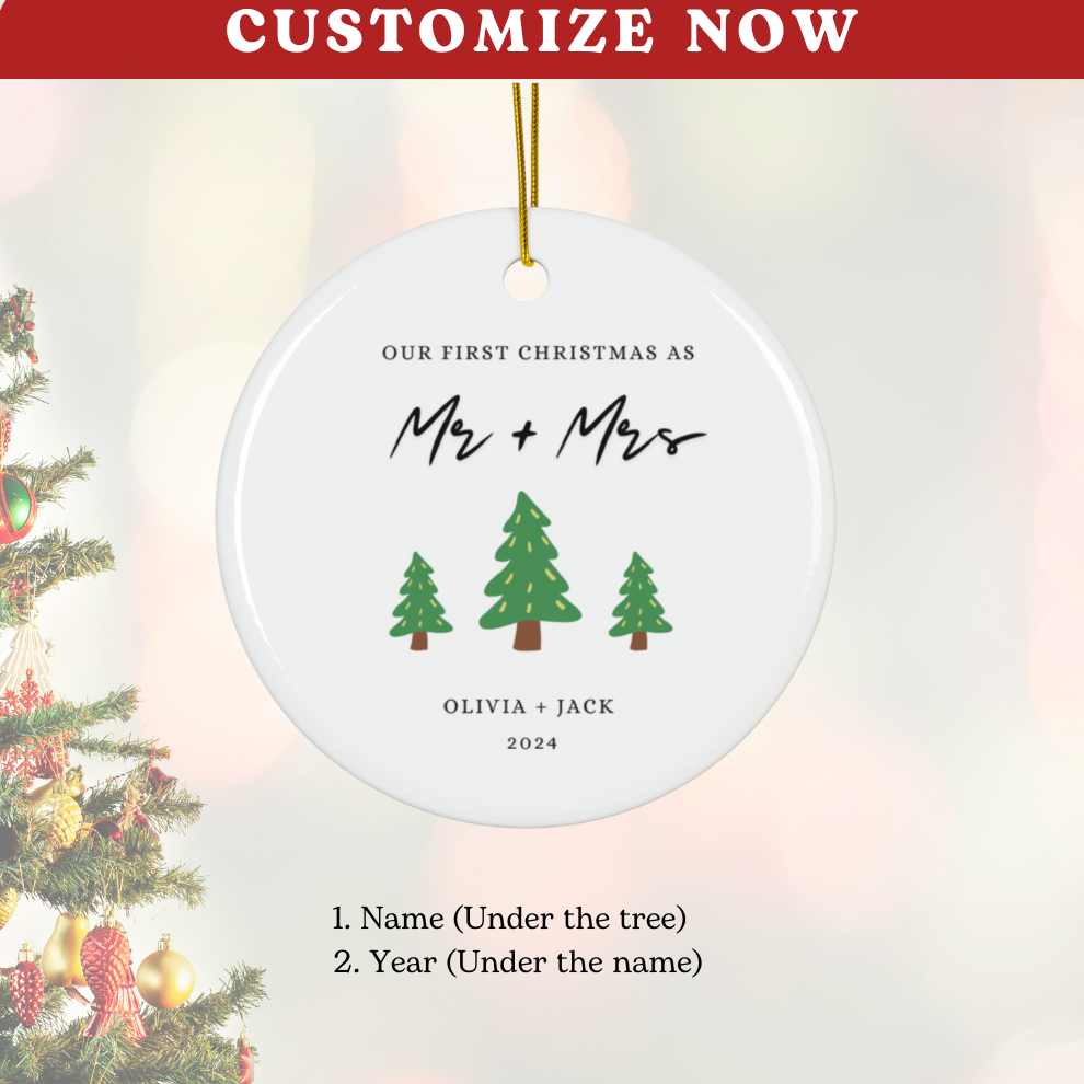 2025 Personalized First Christmas Married Ornament