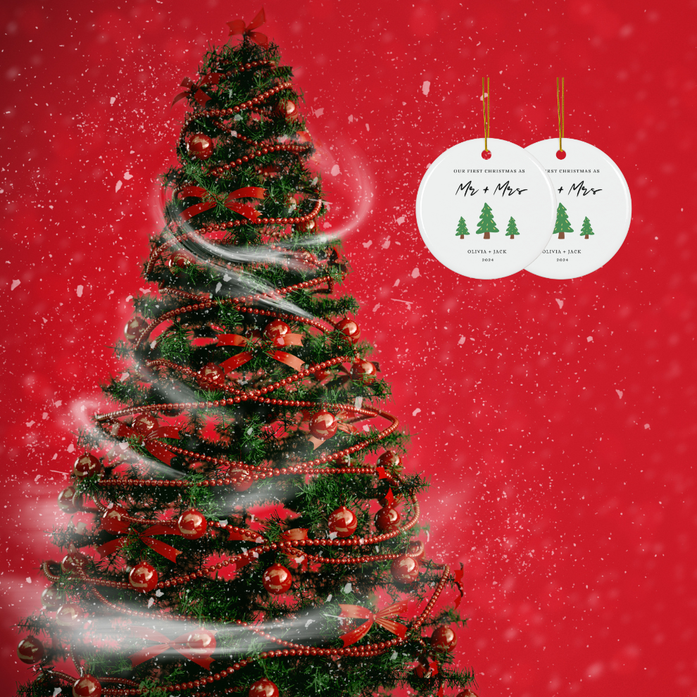 2025 Personalized First Christmas Married Ornament