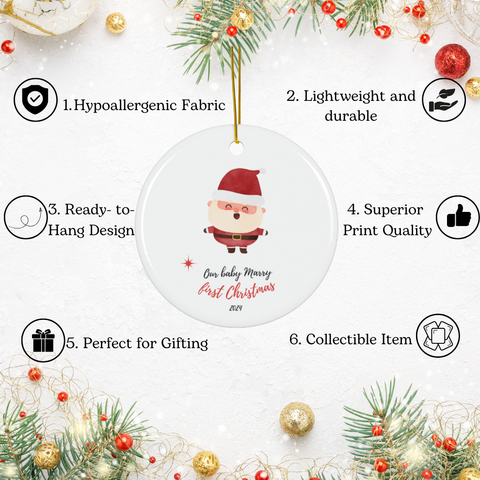 2025 Personalized Baby's First Christmas Circle Ceramic Ornament