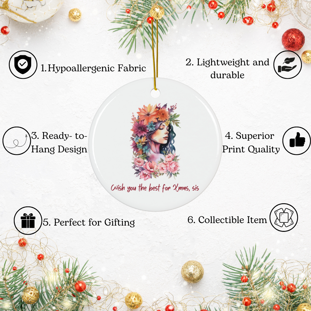 2025 Personalized Sisterhood Christmas Circle Ceramic Ornament