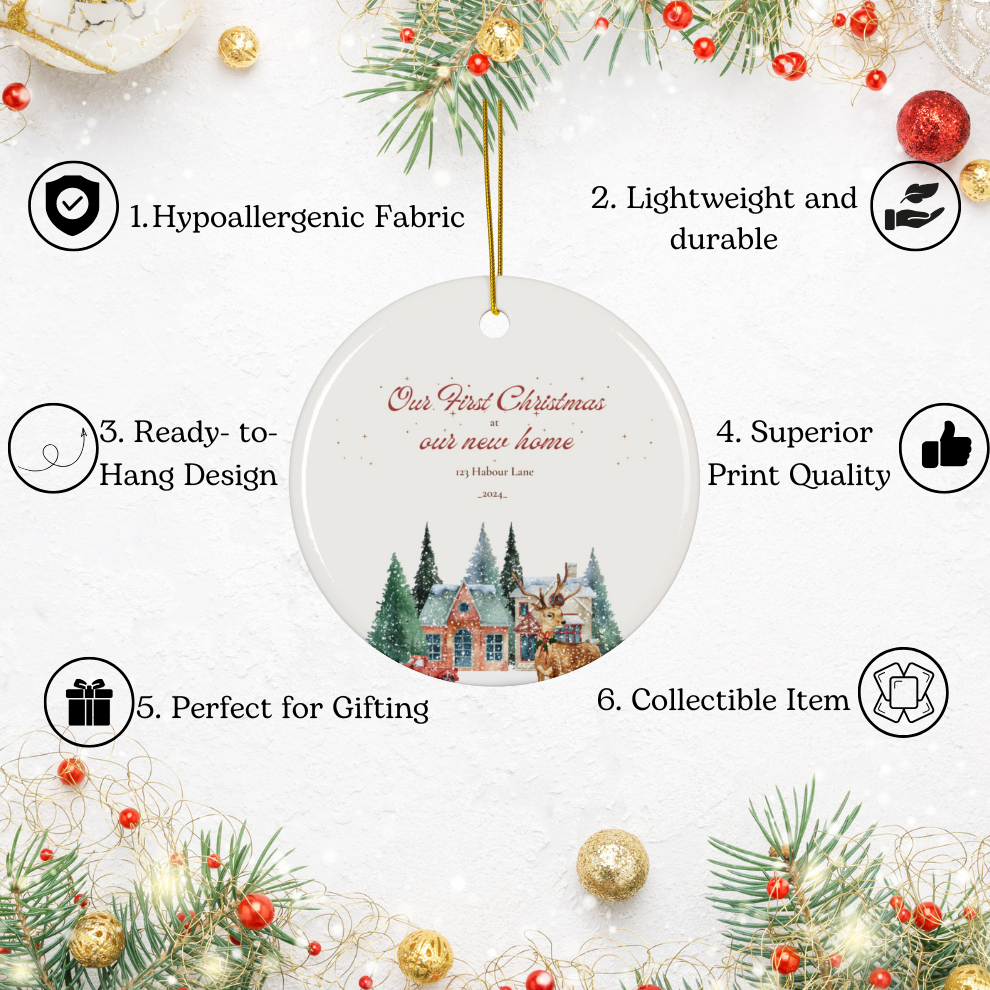 2025 Personalized New Home Christmas Circle Ceramic Ornament