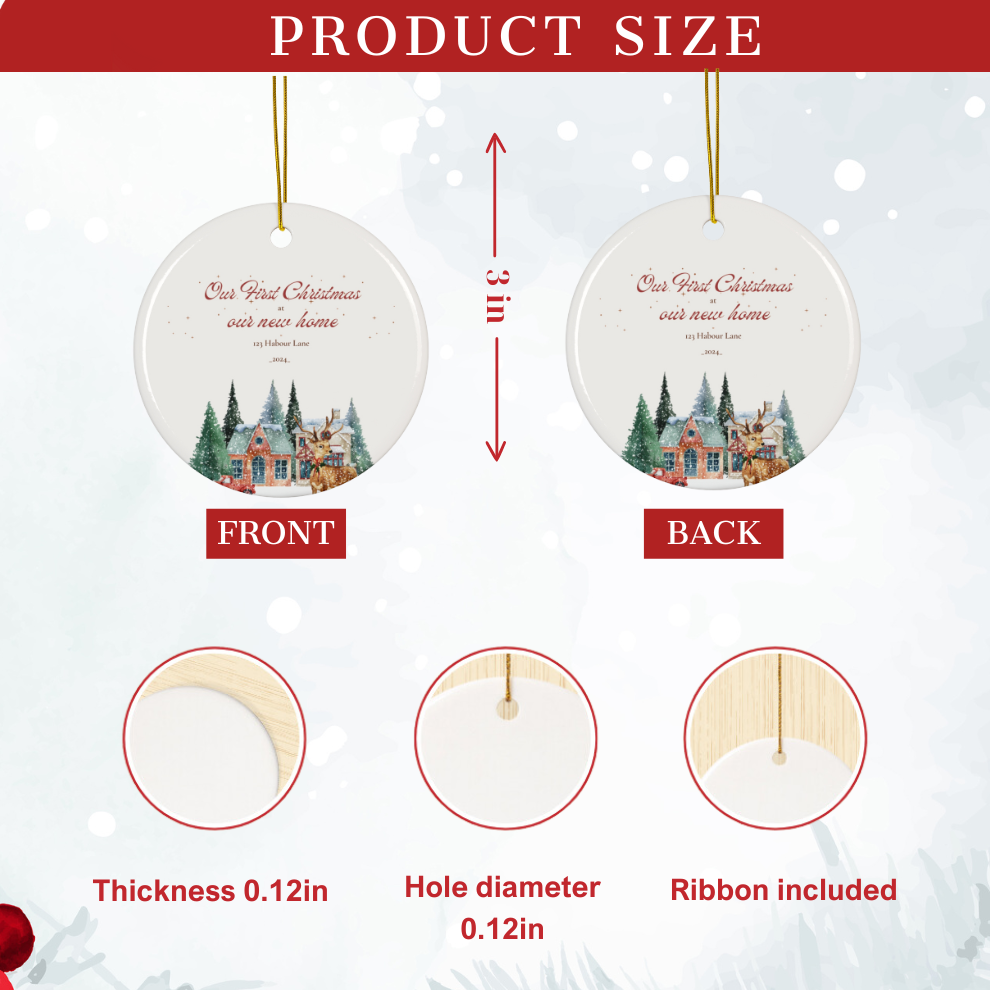 2025 Personalized New Home Christmas Circle Ceramic Ornament