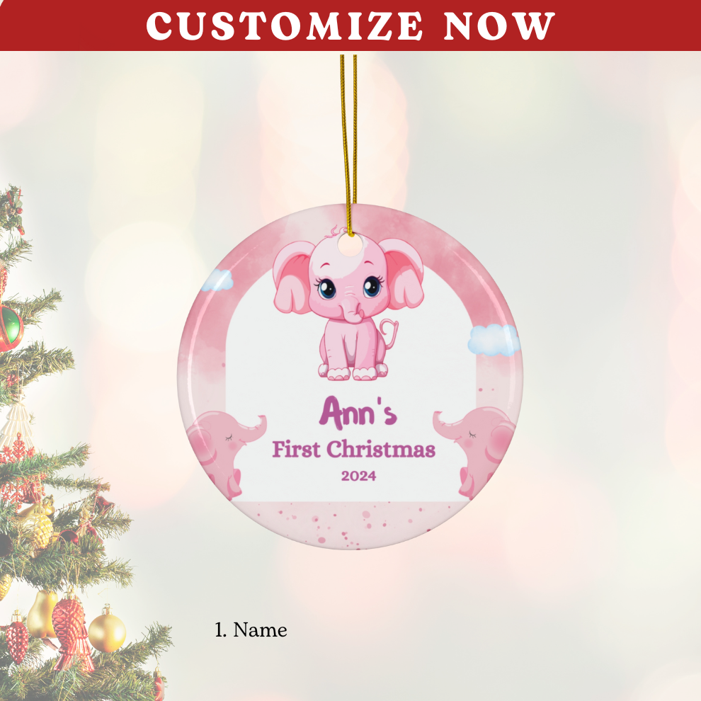 2025 Personalized Baby's First Christmas Circle Ceramic Ornament For Girl