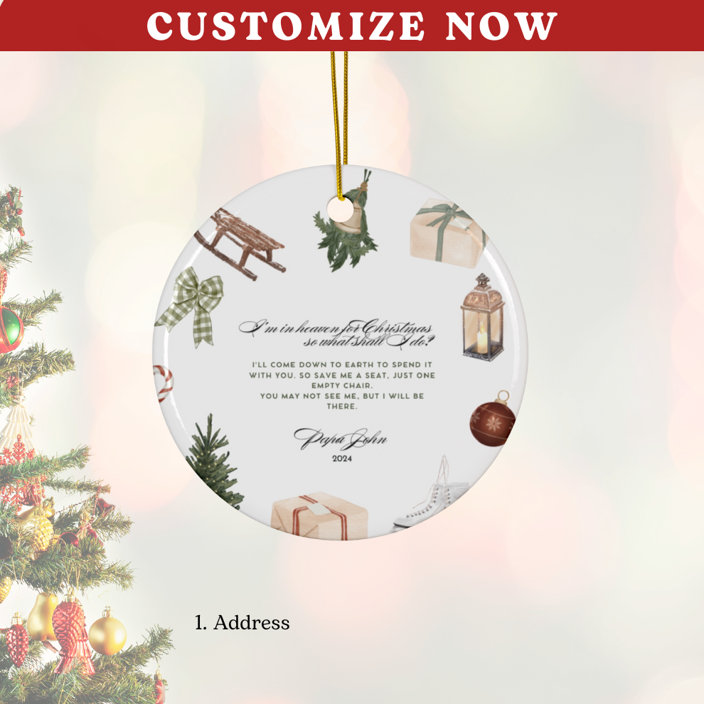 2025 Personalized Memorial Christmas Circle Ceramic Ornament