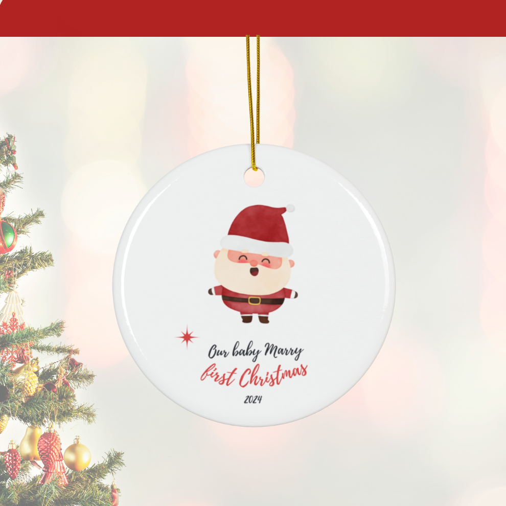 2025 Personalized Baby's First Christmas Circle Ceramic Ornament