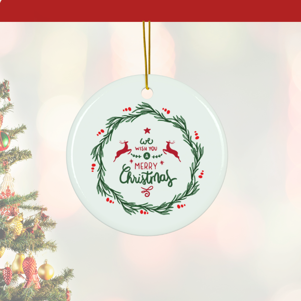 2025 Personalized Merry Christmas Circle Ceramic Ornament